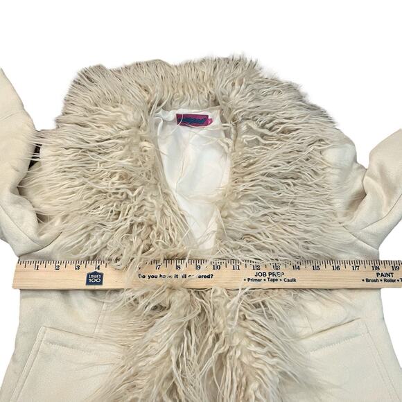 Edikted Penny Lane Jacket Medium Cream Faux Suede Shaggy Furry Boho Retro Hippie - Picture 7 of 11